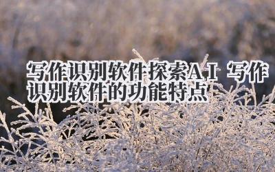 写作识别软件 探索 AI 写作识别软件的功能特点
