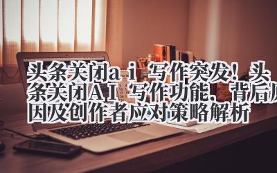 头条关闭 ai 写作 突发！头条关闭 AI 写作功能，背后原因及创作者应对策略解析