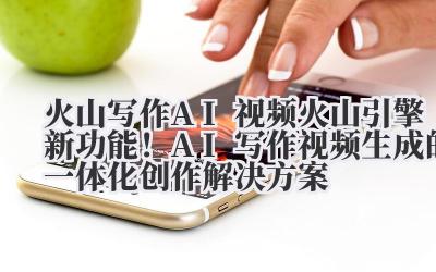 火山写作 AI 视频 火山引擎新功能！AI 写作 + 视频生成的一体化创作解决方案