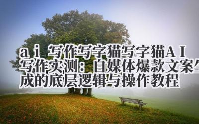 AI 写作写字猫 写字猫 AI 写作实测：自媒体爆款文案生成的底层逻辑与操作教程