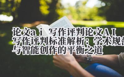 论文 ai 写作评判 论文 AI 写作评判标准解析：学术规范与智能创作的平衡之道