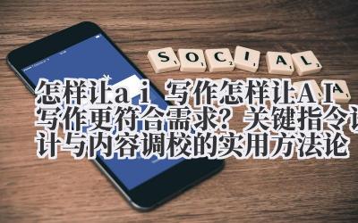 怎样让 ai 写作 怎样让 AI 写作更符合需求？关键指令设计与内容调校的实用方法论