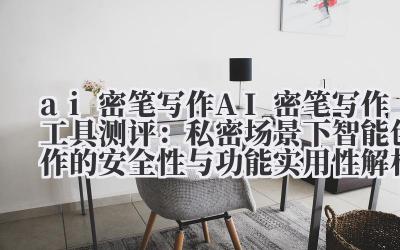 ai 密笔写作 AI 密笔写作工具测评：私密场景下智能创作的安全性与功能实用性解析