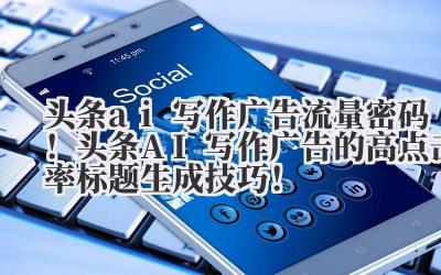 头条 AI 写作广告 流量密码！头条 AI 写作广告的高点击率标题生成技巧！