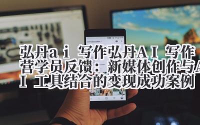 弘丹 ai 写作 弘丹 AI 写作营学员反馈:新媒体创作与 AI 工具结合的变现成功案例