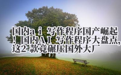国内 ai 写作程序 国产崛起！国内 AI 写作程序大盘点，这 2 款竟碾压国外大厂
