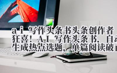ai 写作头条书 头条创作者狂喜!AI 写作头条书,自动生成热点选题,单篇阅读破百万