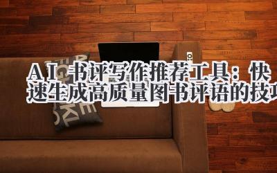 AI书评写作推荐工具：快速生成高质量图书评语的技巧