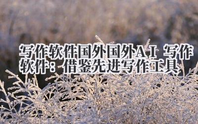 写作软件国外 国外 AI 写作软件：借鉴先进写作工具